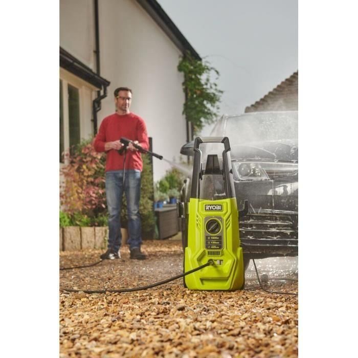 Ryobi RYO4892210204691 Limpiador Alta Presión 1800W 130 Bares 420 L/h Manguera 5m Tanque 0.9L Lance Vario Turbo Cepillo 4