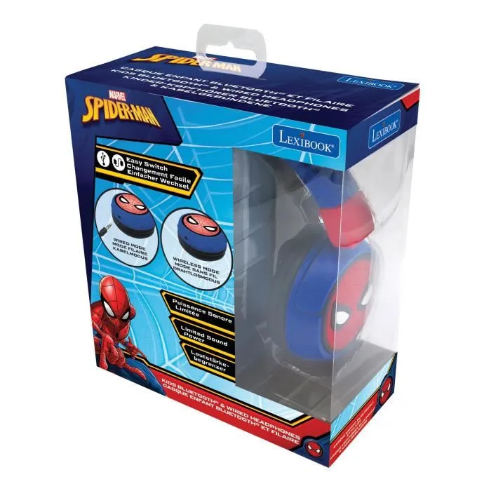 Lexibook Auriculares Inalámbricos Spiderman HPBT010SP Bluetooth 5.0 Cable Jack Extraíble +3 Años 4