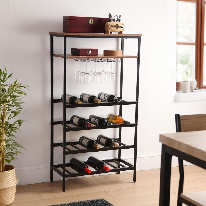 Mueble Botellero Versa 30x120 cm - Madera MDF y Metal 1