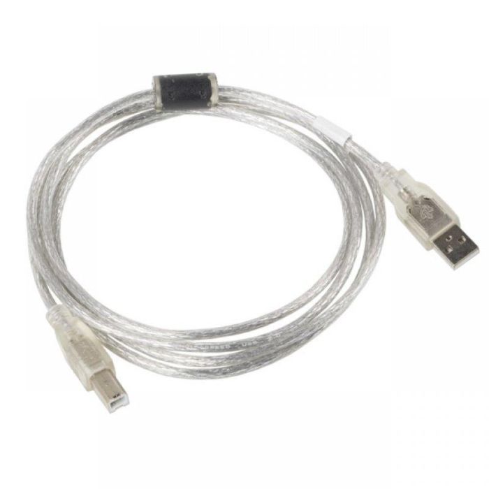 Lanberg CA-USBA-12CC-0018-TR Cable USB A a USB B Macho, USB 2.0, 1.8m, Transparente, Chapado en Oro