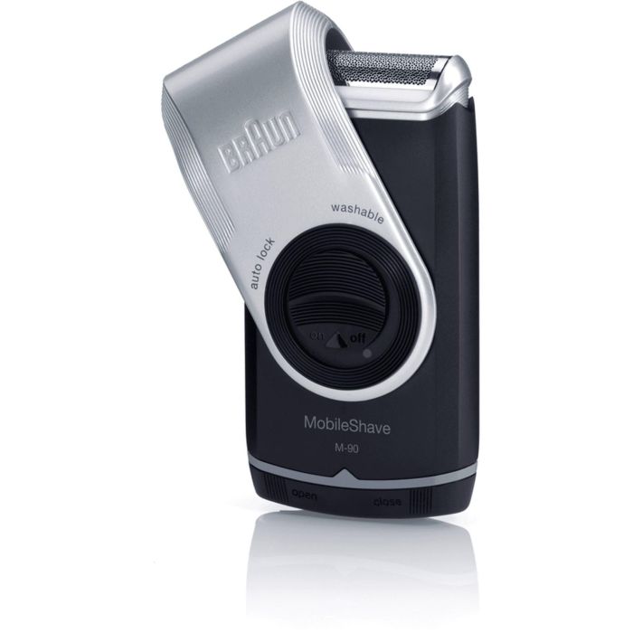 Braun Rasierer MobileShave M-90 Afeitadora de Bolsillo Recargable Inalámbrica con Batería Autonomía 60h Color Azul y Plata 3