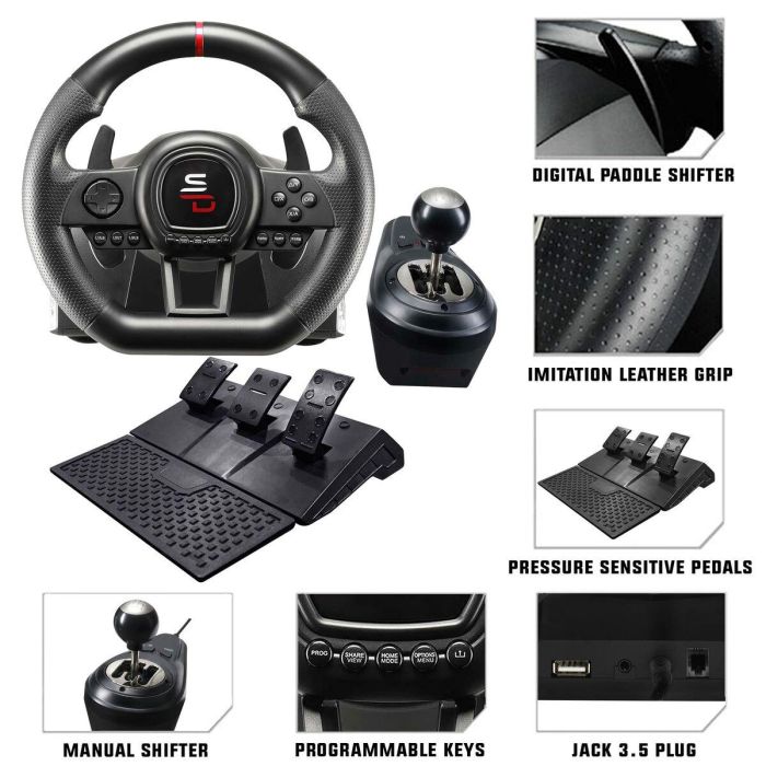 SUPERDRIVE GS650-X Volante de Carreras con Cambio Manual, 3 Pedales y Levas para PS4 / Xbox 4 SUPERDRIVE GS650-X Volante de Carreras con Cambio Manual, 3 Pedales y Levas para PS4 / Xbox 4