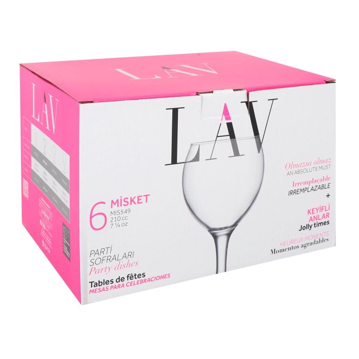 Lav Set 6 Copas Vino Tinto Misket 210 cc (4 Cajas)