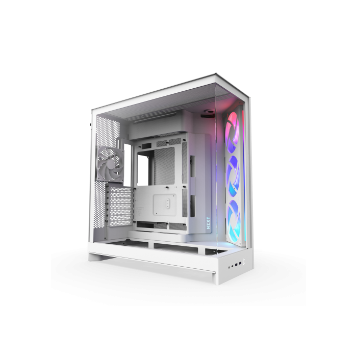 NZXT CM-H92FW-R1 H9 Flow RGB Midi Tower Caja PC Gaming Blanco, Ventana Lateral Vidrio Templado, 3x 140mm ventiladores frontales