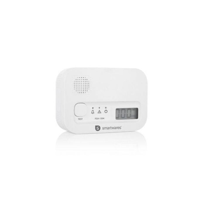 Smartwares FGA-13041 Detector de Monóxido de Carbono CO | Sensor 10 Años, Pantalla, Alarma 85 dB | Seguridad Hogar Baterías Reemplazables 1