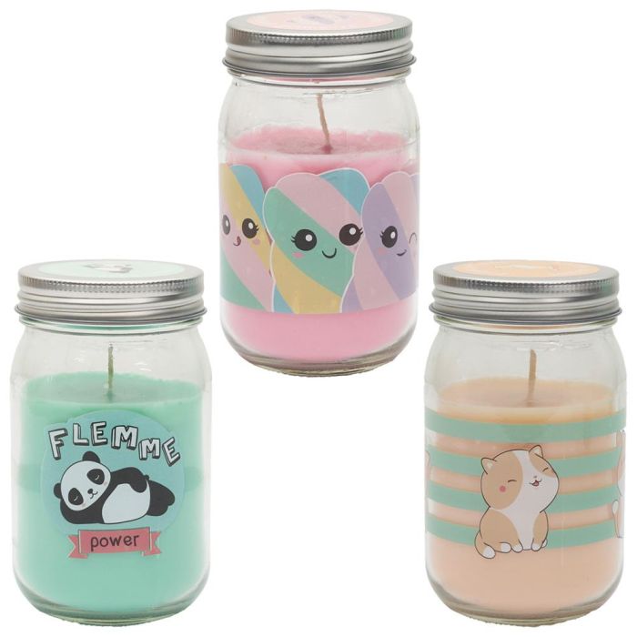 The Concept Factory Tarro Vela Perfumada Kawaii Colección Gato Panda Malvavisco Duración 41h Cera Parafina 260g Vidrio 2