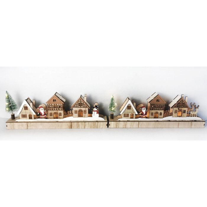 Decoracion Luminosa Navidad Alpina DKD Home Decor Marron Verde 4 x 13 x 35 cm (4 Unidades)