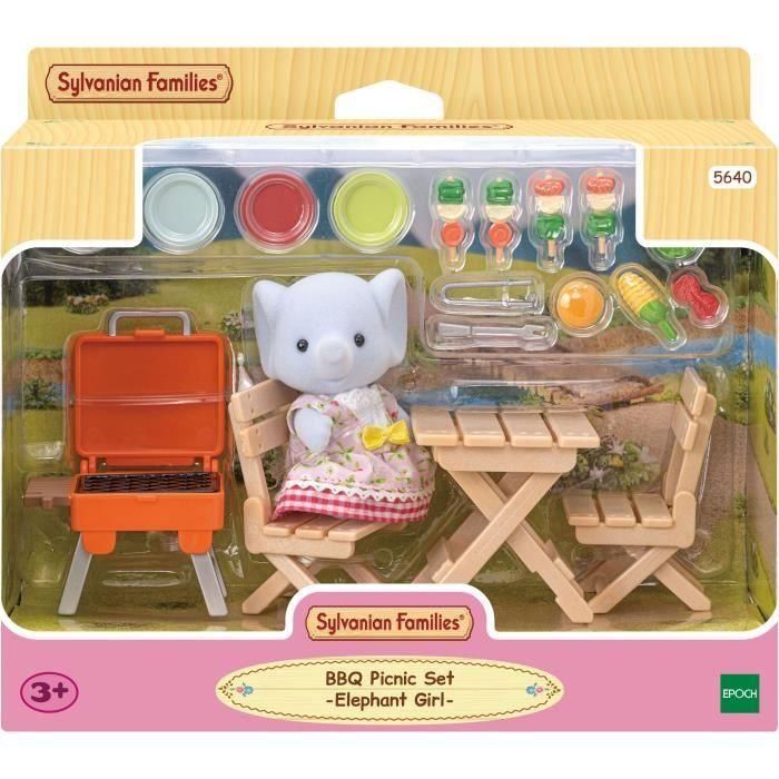 Sylvanian Families Niña Elefante - Juego de Picnic con Parrillada para 4 Personajes y 22 Accesorios Sylvanian Families Niña Elefante - Juego de Picnic con Parrillada para 4 Personajes y 22 Accesorios