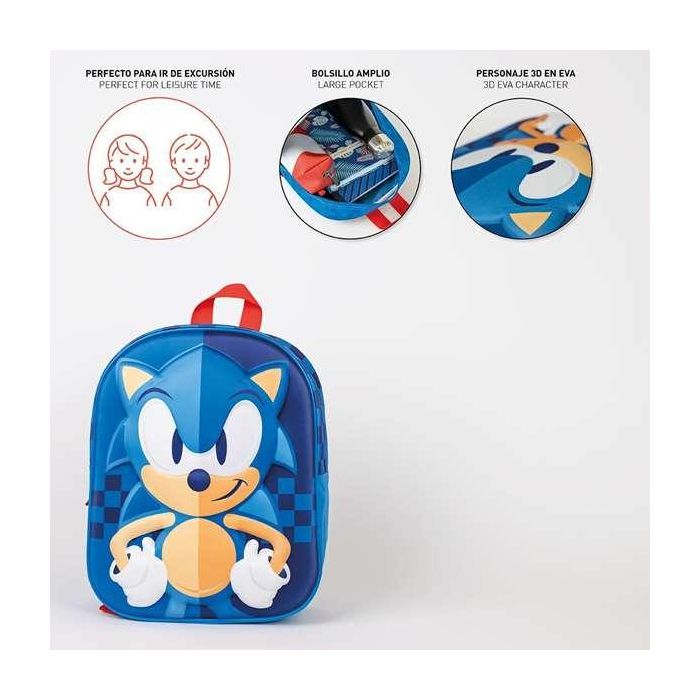 Mochila infantil 3D sonic 25.0 x 31.0 x 10.0 cm 3