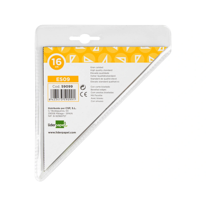 Liderpapel Escuadra Geometria 16 cm Plastico Cristal 2