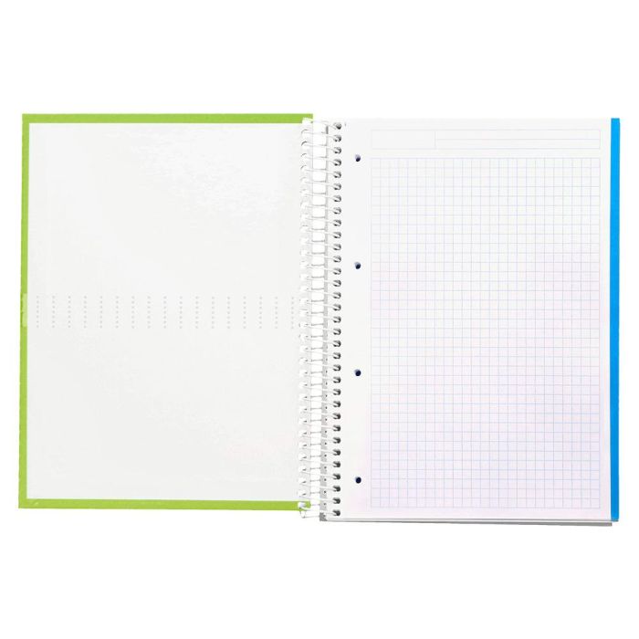 Cuaderno Espiral Liderpapel A4 Micro Crafty Tapa Forrada 120H 90 gr Cuadro 5 mm 5 Bandas 4 Colores Color Verde 8