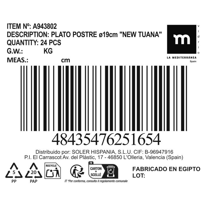 Plato Postre New Tuana 19 cm - La Mediterranea (24 Unidades) 2