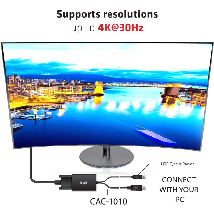 Club3D CAC-1010 Adaptador DisplayPort 1.2 a DVI-D Dual Link Activo 4K 3840x2160p, 0.6m, Negro/Blanco 4