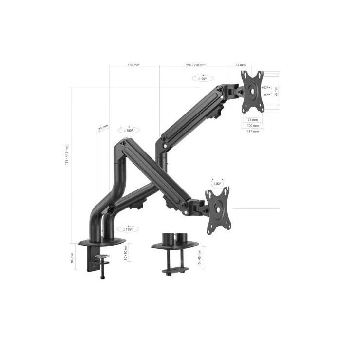 AISENS - SOPORTE DE MESA ECO CONTRAPESO GIRATORIO E INCLINABLE PARA 8KG (3 PIV, 2 BR) DE 17-32, NEGRO
