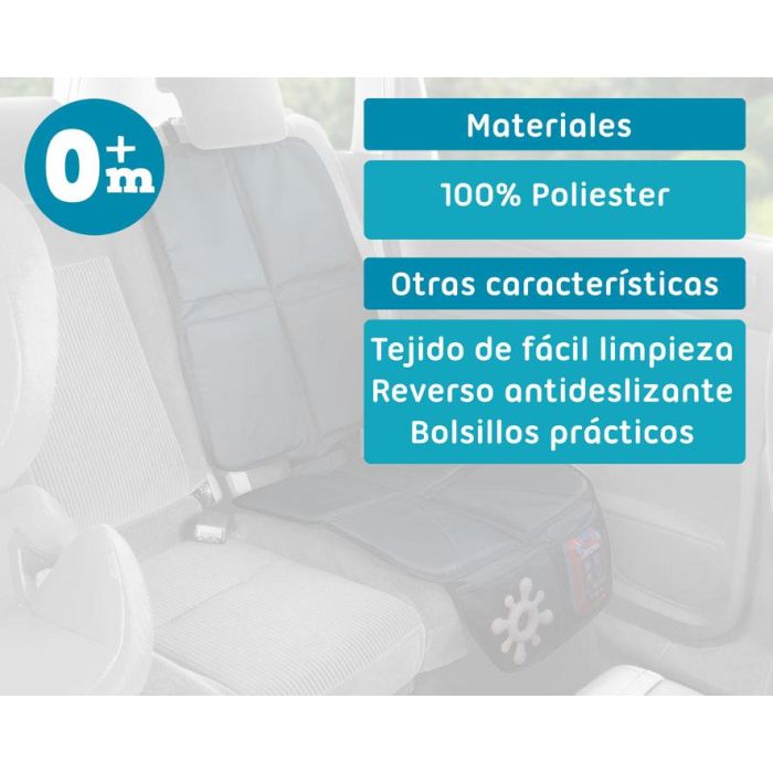 KioKids Protector Asiento Coche Completo Trasero Acolchado Antideslizante con Bolsillos para Sillas de Bebé +0 Meses Negro 3 KioKids Protector Asiento Coche Completo Trasero Acolchado Antideslizante con Bolsillos para Sillas de Bebé +0 Meses Negro 3