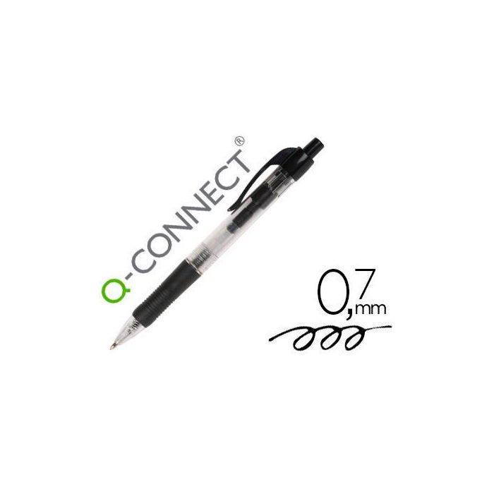 Boligrafo Q-Connect Retractil Con Sujecion De Caucho Tinta Aceite 0,7 mm Color Negro 10 unidades