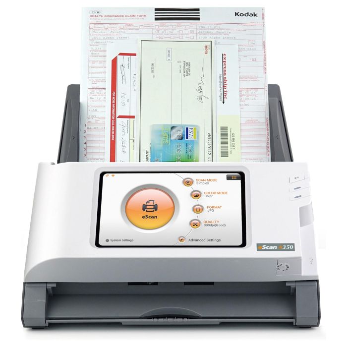 Plustek Escaner A350 Essential, 600x600 DPI, Escaner a Color, Escaneo Dúplex, Negro/Blanco, Pantalla LED 7" 5