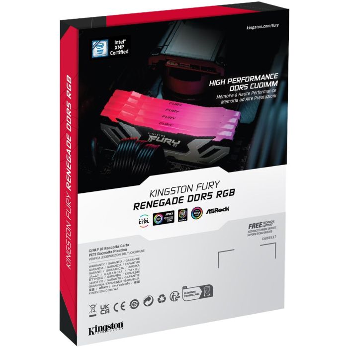 Kingston CUDIMM FURY Renegade RGB Silver XMP 24GB 8400MT/s DDR5 CL40 para PC con Intel XMP 8 Kingston CUDIMM FURY Renegade RGB Silver XMP 24GB 8400MT/s DDR5 CL40 para PC con Intel XMP 8