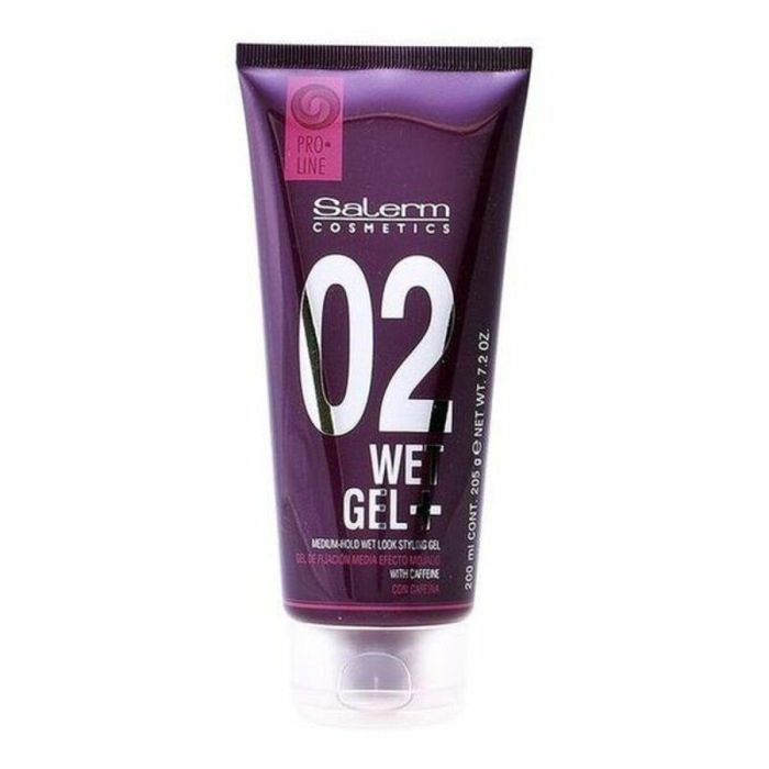 Salerm WET GEL+ Gel Fijación Media Efecto Mojado Styling con Cafeína para Todo Tipo de Cabello 200 ml