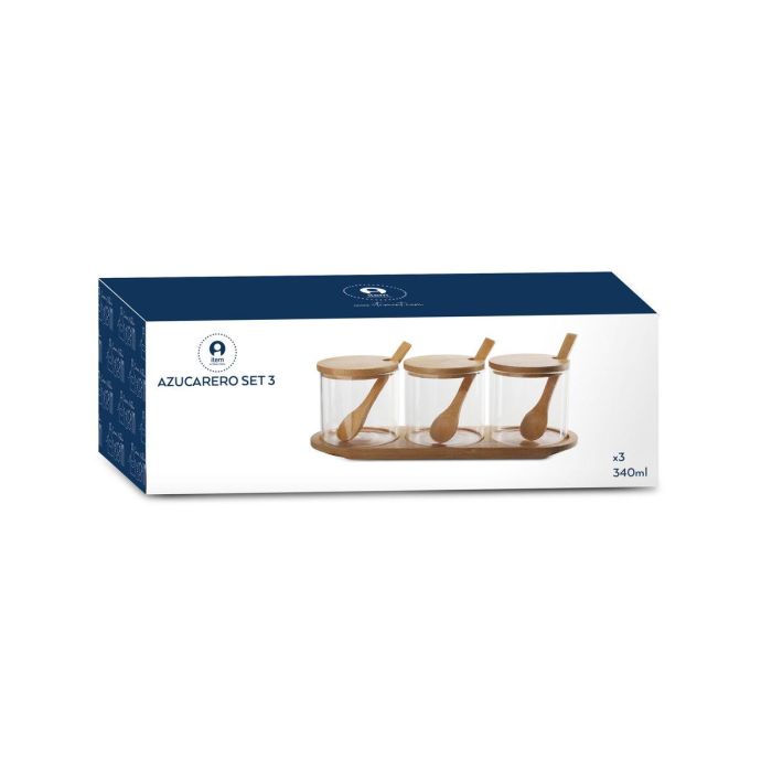 Azucarero DKD Home Decor Básico Transparente Natural Bambú 3 Piezas 8,5 cm 29 x 10 x 10 cm 1 Azucarero DKD Home Decor Básico Transparente Natural Bambú 3 Piezas 8,5 cm 29 x 10 x 10 cm 1