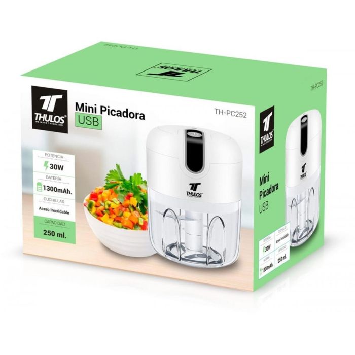 Thulos Mini Picadora TH-PC252 250ml 30W USB, Cuchillas Acero Inoxidable 3