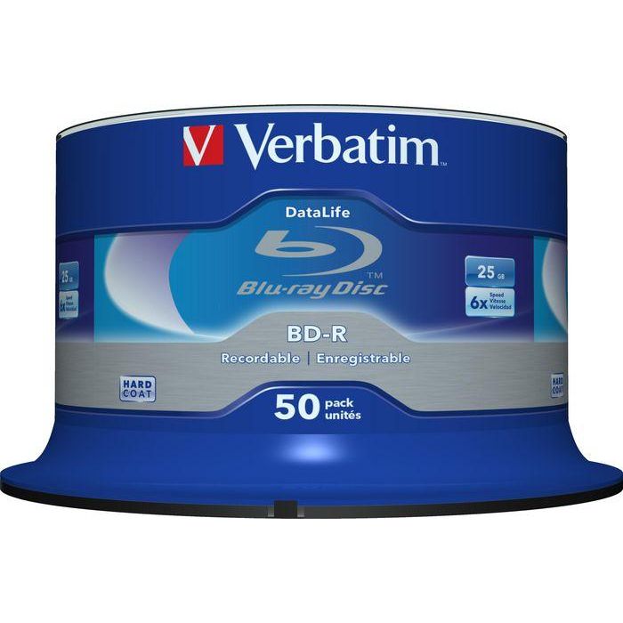 Verbatim BD-R SL Datalife 25GB 6x 50 Pack Spindle Verbatim BD-R SL Datalife 25GB 6x 50 Pack Spindle