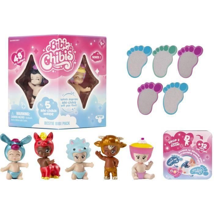 Bandai BAN3701405827793 Minifiguras coleccionables Bibi Chibis - Pack de 5 figuras Chibi, incluye 3 figuras misteriosas