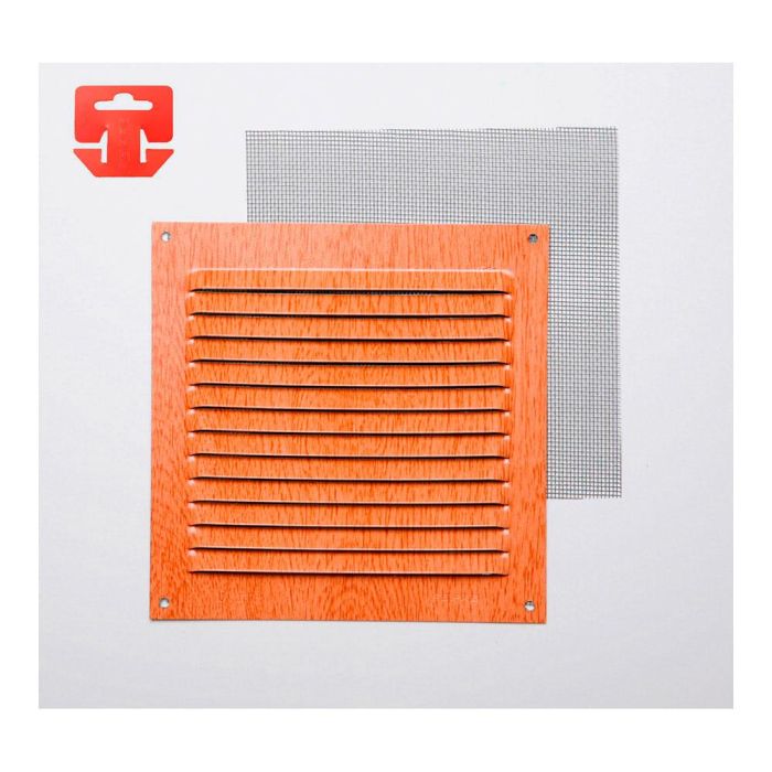 Fepre Rejilla con mosquitera de aluminio imitación haya 15x15 cm, ventilación 0 Fepre Rejilla con mosquitera de aluminio imitación haya 15x15 cm, ventilación 0
