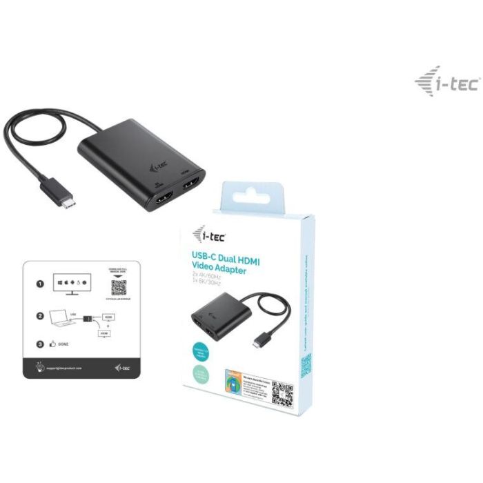 Adaptador HDMI i-Tec C31DUAL4K60HDMI Negro 4 Adaptador HDMI i-Tec C31DUAL4K60HDMI Negro 4