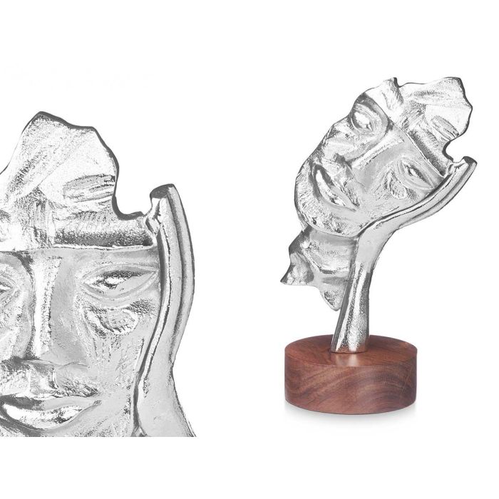 Figura Metal Cara Mano Plata con Soporte Madera Giftdecor 16.5x26.5x11 cm (6 Unidades) Figura Metal Cara Mano Plata con Soporte Madera Giftdecor 16.5x26.5x11 cm (6 Unidades)