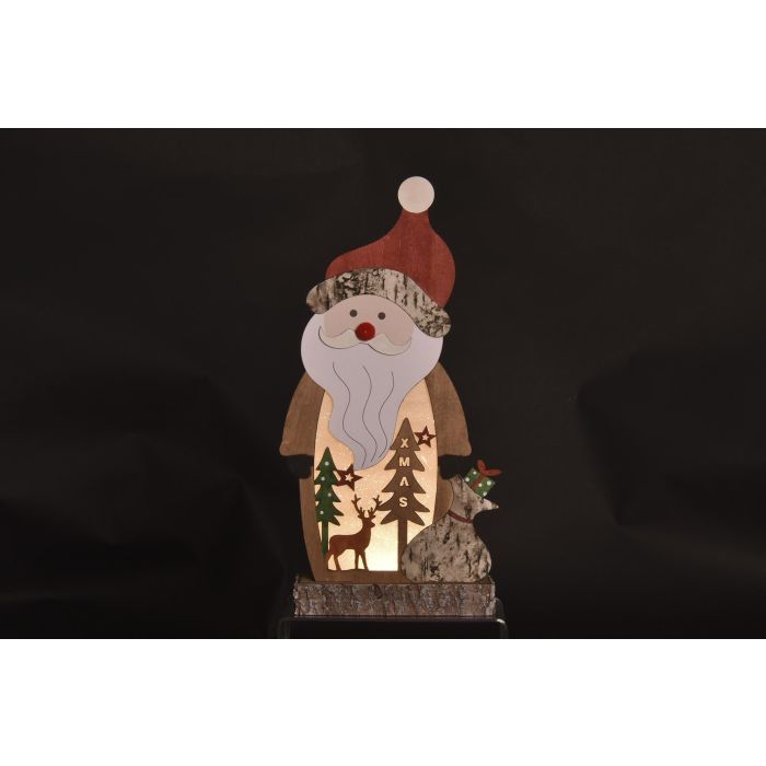 DKD Home Decor Decoración de Navidad Luminosa Alpina LED MDF Natural Multicolor 7x40.5x18 cm Pack de 3 Unidades a Pilas AA 1