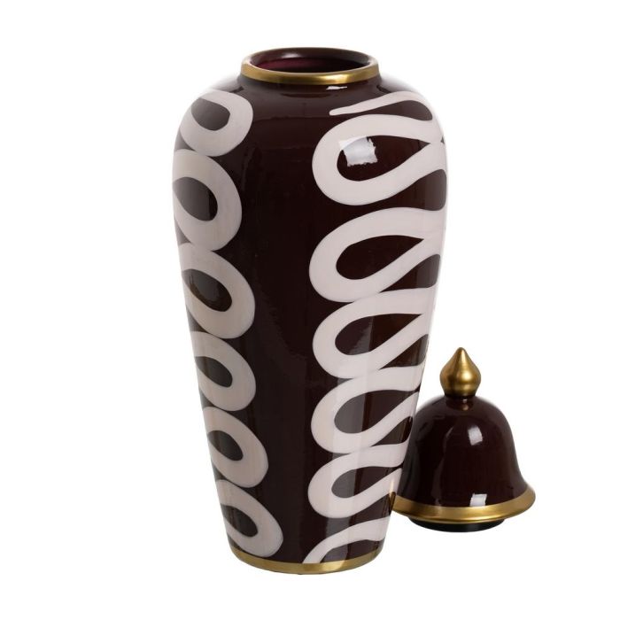 Tibor Blanco-Marrón Porcelana Decoración 19 X 19 X 48 cm