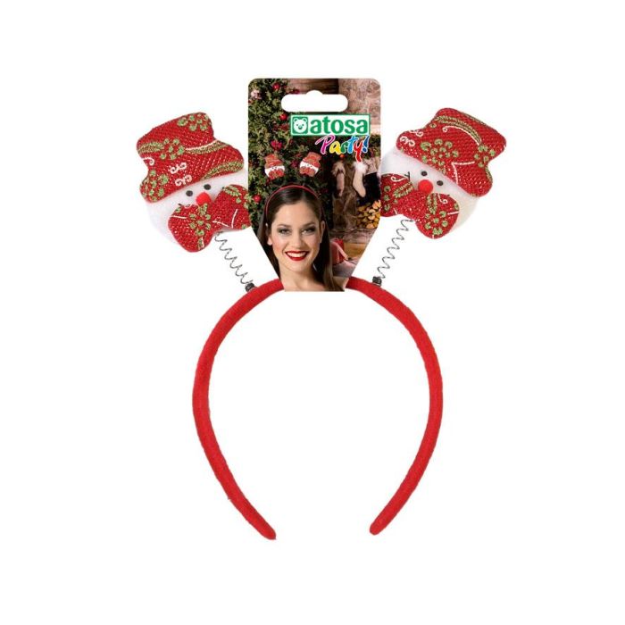 Diadema de Navidad Muñeco de Nieve Rojo y Blanco para Mujer Adulto - Accesorio Festivo 1 Diadema de Navidad Muñeco de Nieve Rojo y Blanco para Mujer Adulto - Accesorio Festivo 1