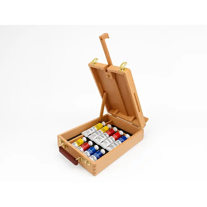 Liderpapel Caballete Pintor Sobremesa Madera Haya Barnizada con Maletín 39x26x13cm Certificado FSC 1