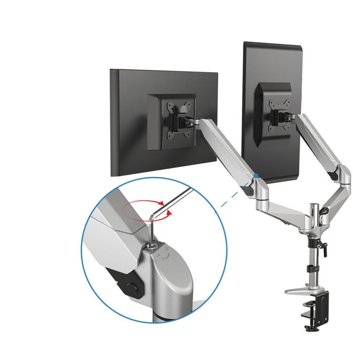 Digitus DA-90353 Soporte de Mesa para 2 Monitores hasta 32" (81 cm), 8 kg, Abrazadera, Negro/Plata 5 Digitus DA-90353 Soporte de Mesa para 2 Monitores hasta 32" (81 cm), 8 kg, Abrazadera, Negro/Plata 5