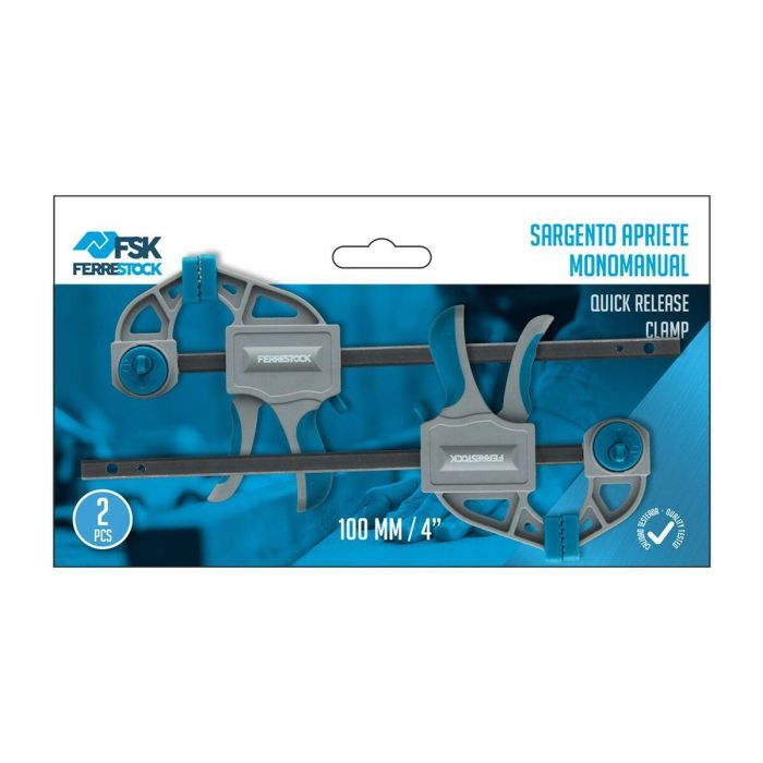 Sargento monomanual Ferrestock 215 mm Acero Plástico (2 pcs) 1