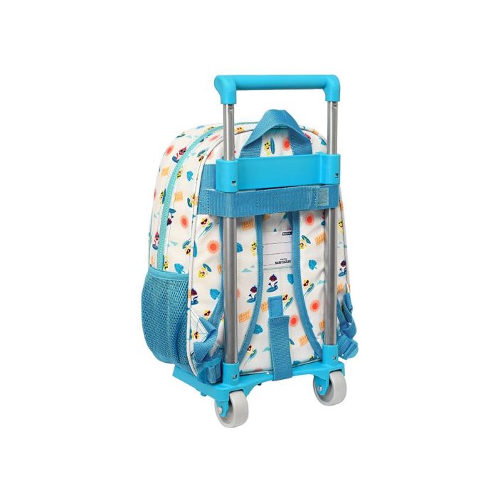 Mochila Escolar con Ruedas Baby Shark Surfing Azul Blanco 26 x 34 x 11 cm 1