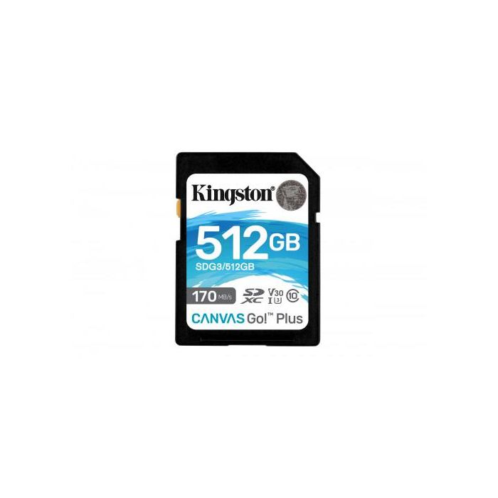 Kingston Canvas Go! Plus SDG3/512GB Tarjeta SD 512 GB Clase 10 UHS-I U3 V30, 170 MB/s, Resistente, Ideal para 4K UHD y Fotografía en Ráfaga Kingston Canvas Go! Plus SDG3/512GB Tarjeta SD 512 GB Clase 10 UHS-I U3 V30, 170 MB/s, Resistente, Ideal para 4K UHD y Fotografía en Ráfaga