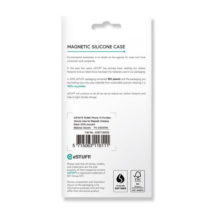 eSTUFF iPhone 13 INFINITE ROME Magnetic Silicone Cover - Black - 81% recycled material 8