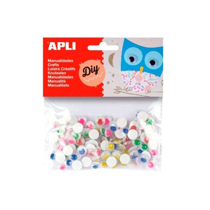 Apli Ojos Móviles Pupila Color Redondos Adhesivos Surtido Bolsa -100U- Apli Ojos Móviles Pupila Color Redondos Adhesivos Surtido Bolsa -100U-