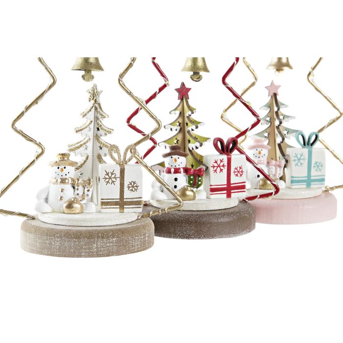 DKD Home Decor Figura Navidad Fantasía LED, Marrón Rosa Dorado, Diseño Árbol, 7x14x10 cm (Pack 6 Unidades Surtidas) 2