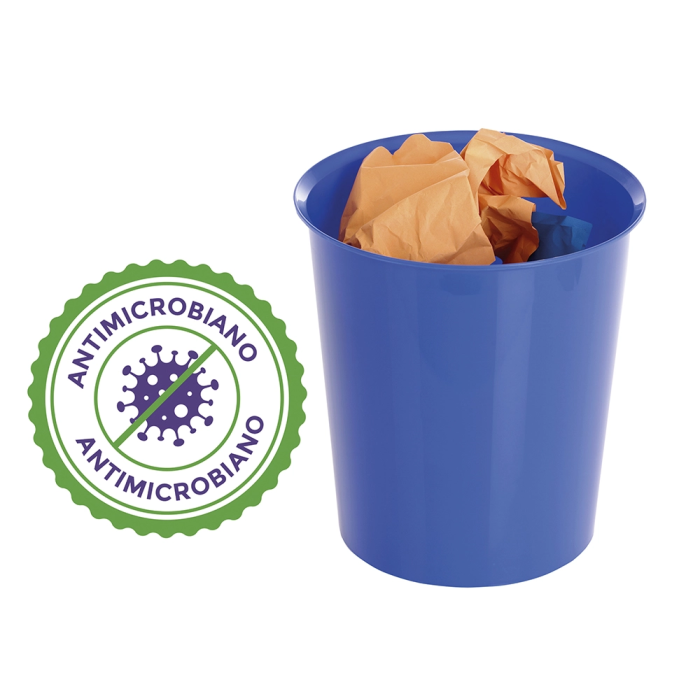 Papelera Plastico Cerrada A.2000 Antimicrobiano Sanitized (Cap.18 L) Azul 1