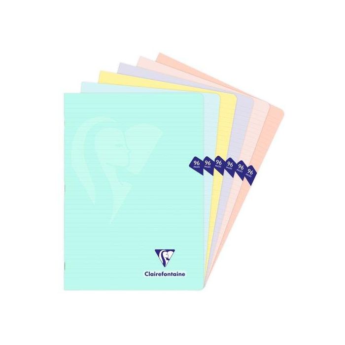 Libreta Clairefontaine Poliprolileno A4 Cm 48 Hjs. Horizontal Colores Pastel (Set de 10)