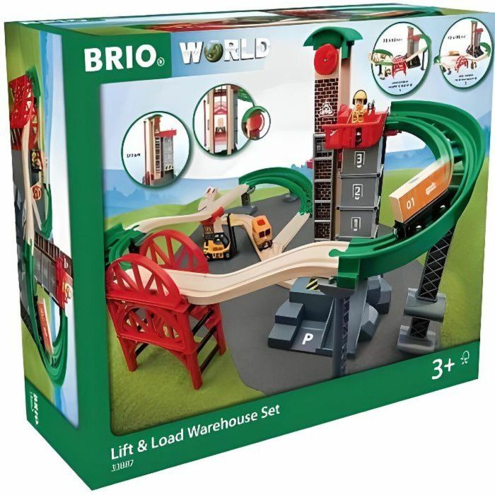 Brio World 33887 Plataforma Multimodal Grand Circuit - Circuito de Trenes de Madera - Caja 32 Piezas - A Partir de 3 Años