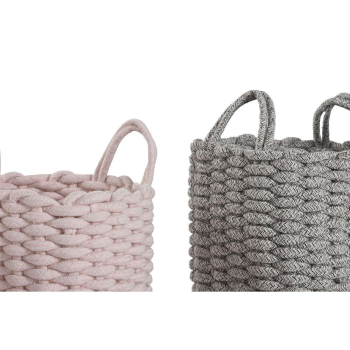 Juego de Cestas Home ESPRIT Verde Gris Rosa Cuerda (2 Piezas) (3 Unidades) 3 Juego de Cestas Home ESPRIT Verde Gris Rosa Cuerda (2 Piezas) (3 Unidades) 3