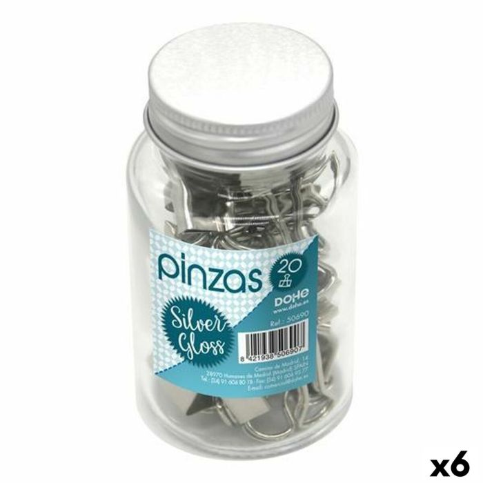 Pinzas DOHE SILVER GLOSS Plateado Metal 19 mm 20 Piezas (6 Unidades) 0 Pinzas DOHE SILVER GLOSS Plateado Metal 19 mm 20 Piezas (6 Unidades) 0
