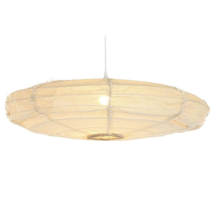 DKD Home Decor Lámpara Colgante de Techo Estilo Oriental Japaning Lino Crudo. Para 1 Bombilla E27 50W, 220V. Medidas 80x80x20 cm