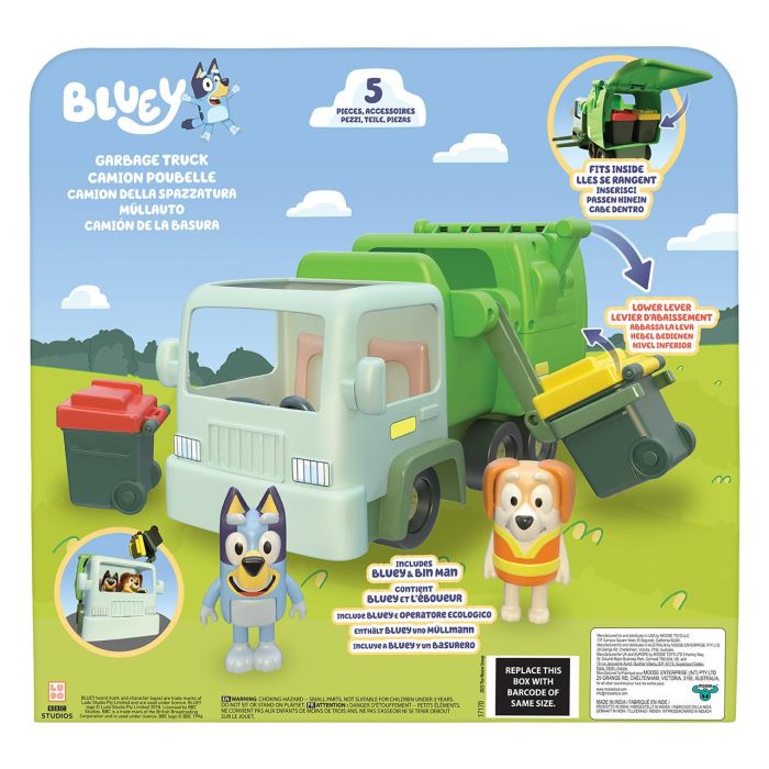 MOOSE 17170 Camión de Basura Bluey con figura Bluey, Señor de la Basura y 2 contenedores. +3 años 3 MOOSE 17170 Camión de Basura Bluey con figura Bluey, Señor de la Basura y 2 contenedores. +3 años 3