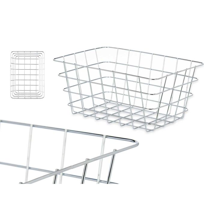 Cesta Metal Cromada Rectangular Med Kinvara 31X14CM (6 Unidades) Cesta Metal Cromada Rectangular Med Kinvara 31X14CM (6 Unidades)