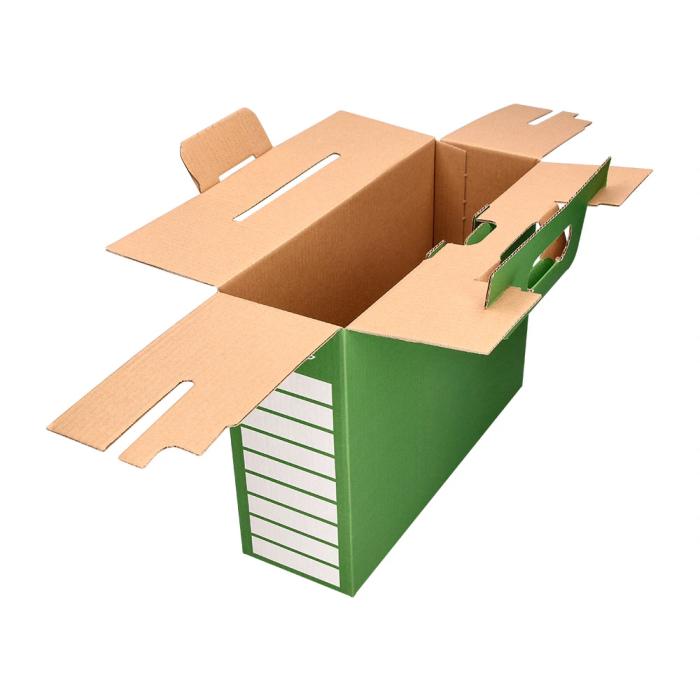 Liderpapel Caja Archivador Definitivo Reforzado con Asa 393x120x279mm Cartón Verde Cheque Libro 1